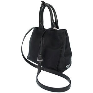 PRADA Ribbon Tessuto Fiocco Bow Handbag Shoulder Bag Black